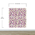 Mural de pared abstracto con forma de cubo en 3D. Papel tapiz despegable y adhesivo minimalista en morado y dorado con forma de cubo geométrico. #6380