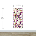 Mural de pared abstracto con forma de cubo en 3D. Papel tapiz despegable y adhesivo minimalista en morado y dorado con forma de cubo geométrico. #6380