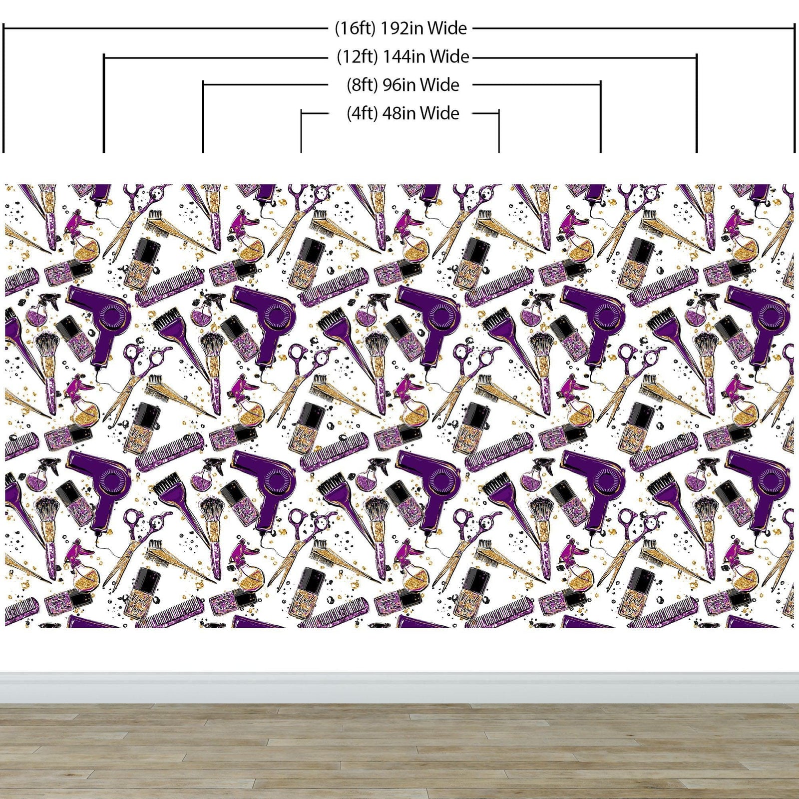 Mural de decoración de pared para salón de belleza y cosmética. Decoración de dormitorio de chica fashionista. Decoración de tocador de maquillaje. Papel tapiz autoadhesivo. #6381
