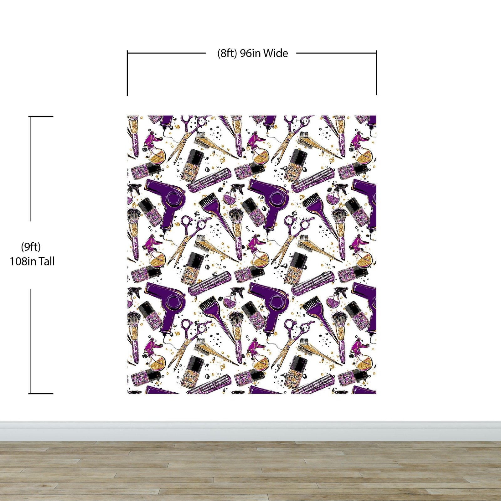 Mural de decoración de pared para salón de belleza y cosmética. Decoración de dormitorio de chica fashionista. Decoración de tocador de maquillaje. Papel tapiz autoadhesivo. #6381