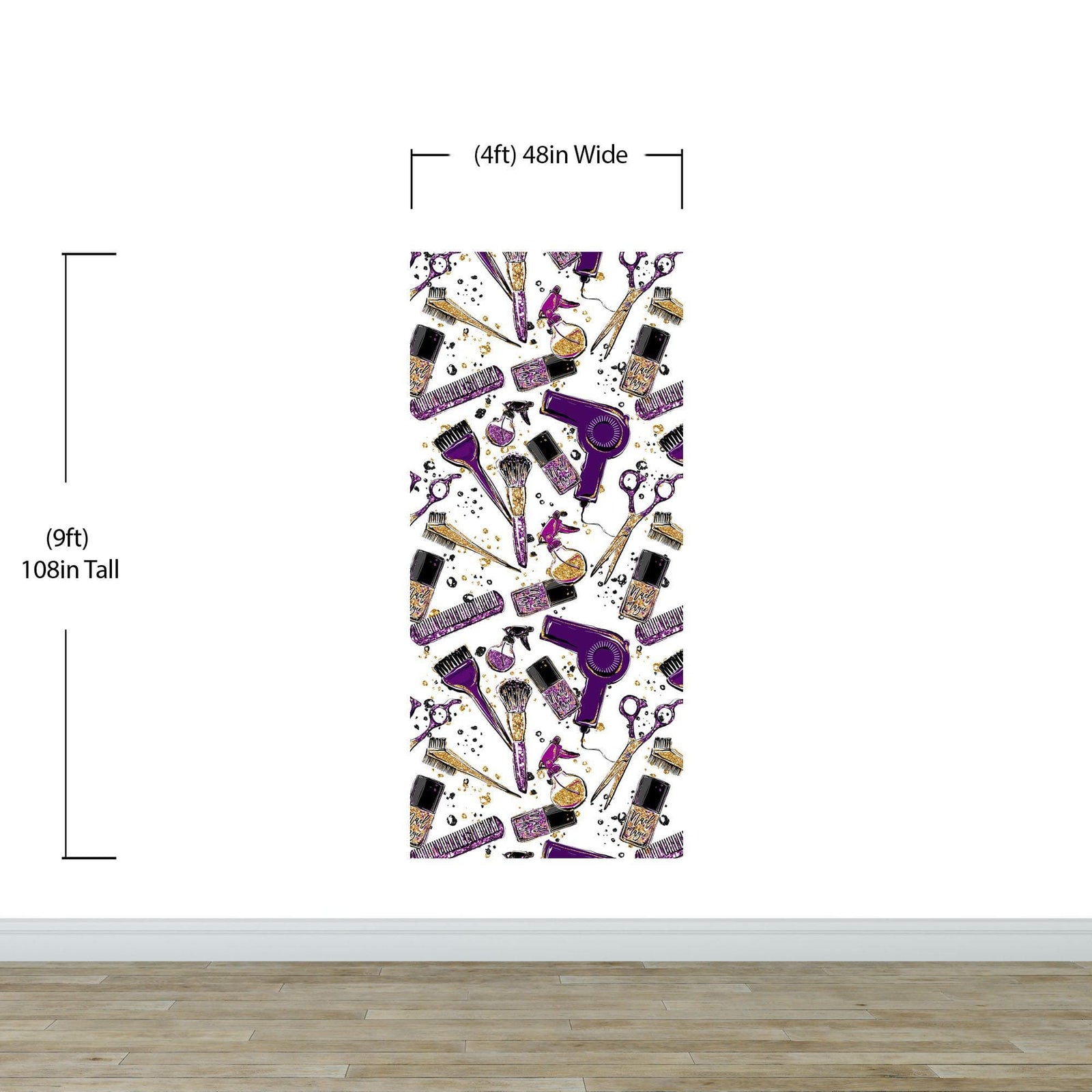 Mural de decoración de pared para salón de belleza y cosmética. Decoración de dormitorio de chica fashionista. Decoración de tocador de maquillaje. Papel tapiz autoadhesivo. #6381