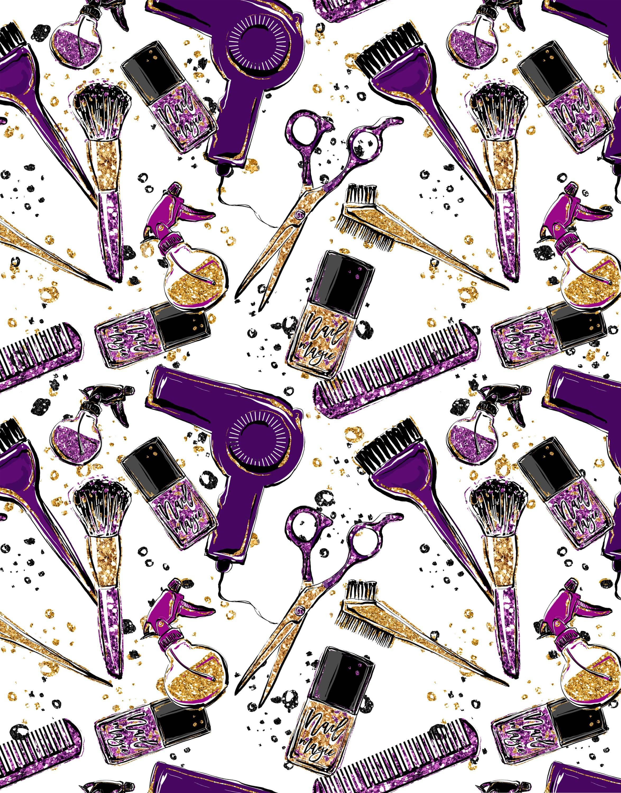 Mural de decoración de pared para salón de belleza y cosmética. Decoración de dormitorio de chica fashionista. Decoración de tocador de maquillaje. Papel tapiz autoadhesivo. #6381