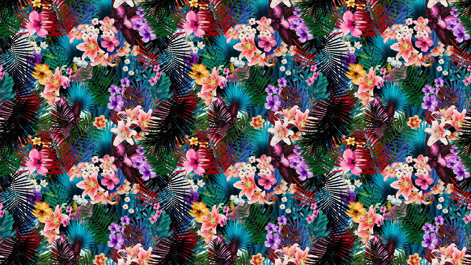 Mural de pared con estampado de follaje tropical colorido. Papel tapiz autoadhesivo. N.º 6382