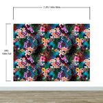 Mural de pared con estampado de follaje tropical colorido. Papel tapiz autoadhesivo. N.º 6382
