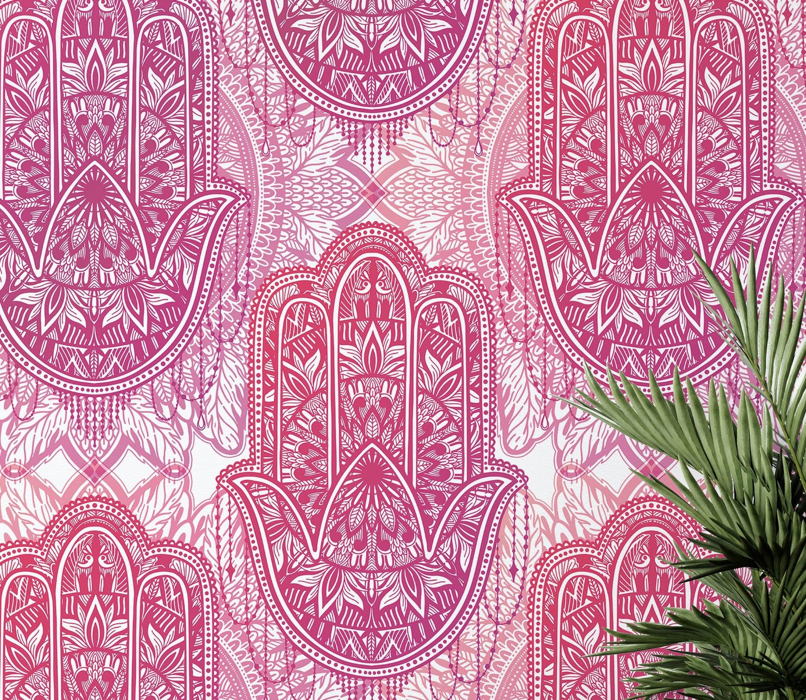 Papel tapiz de mandala floral de gran tamaño para pared. Mural de pared autoadhesivo con diseño de adornos en rosa y morado. N.º 6384