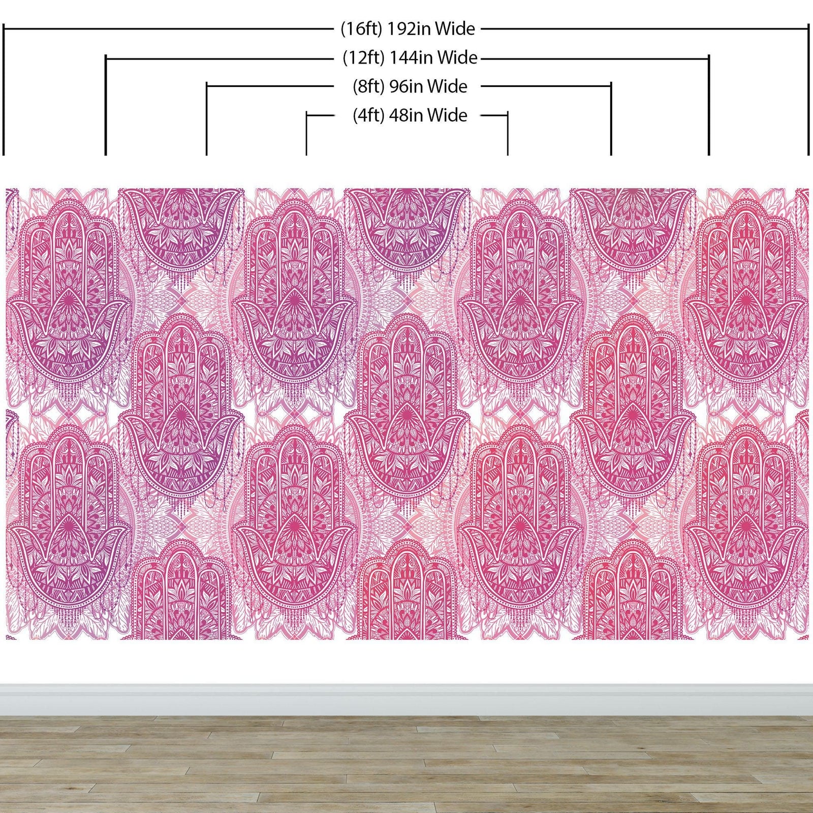 Papel tapiz de mandala floral de gran tamaño para pared. Mural de pared autoadhesivo con diseño de adornos en rosa y morado. N.º 6384