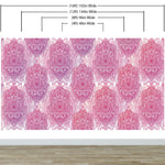 Papel tapiz de mandala floral de gran tamaño para pared. Mural de pared autoadhesivo con diseño de adornos en rosa y morado. N.º 6384