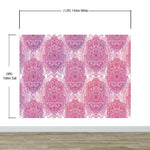 Papel tapiz de mandala floral de gran tamaño para pared. Mural de pared autoadhesivo con diseño de adornos en rosa y morado. N.º 6384