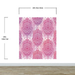 Papel tapiz de mandala floral de gran tamaño para pared. Mural de pared autoadhesivo con diseño de adornos en rosa y morado. N.º 6384