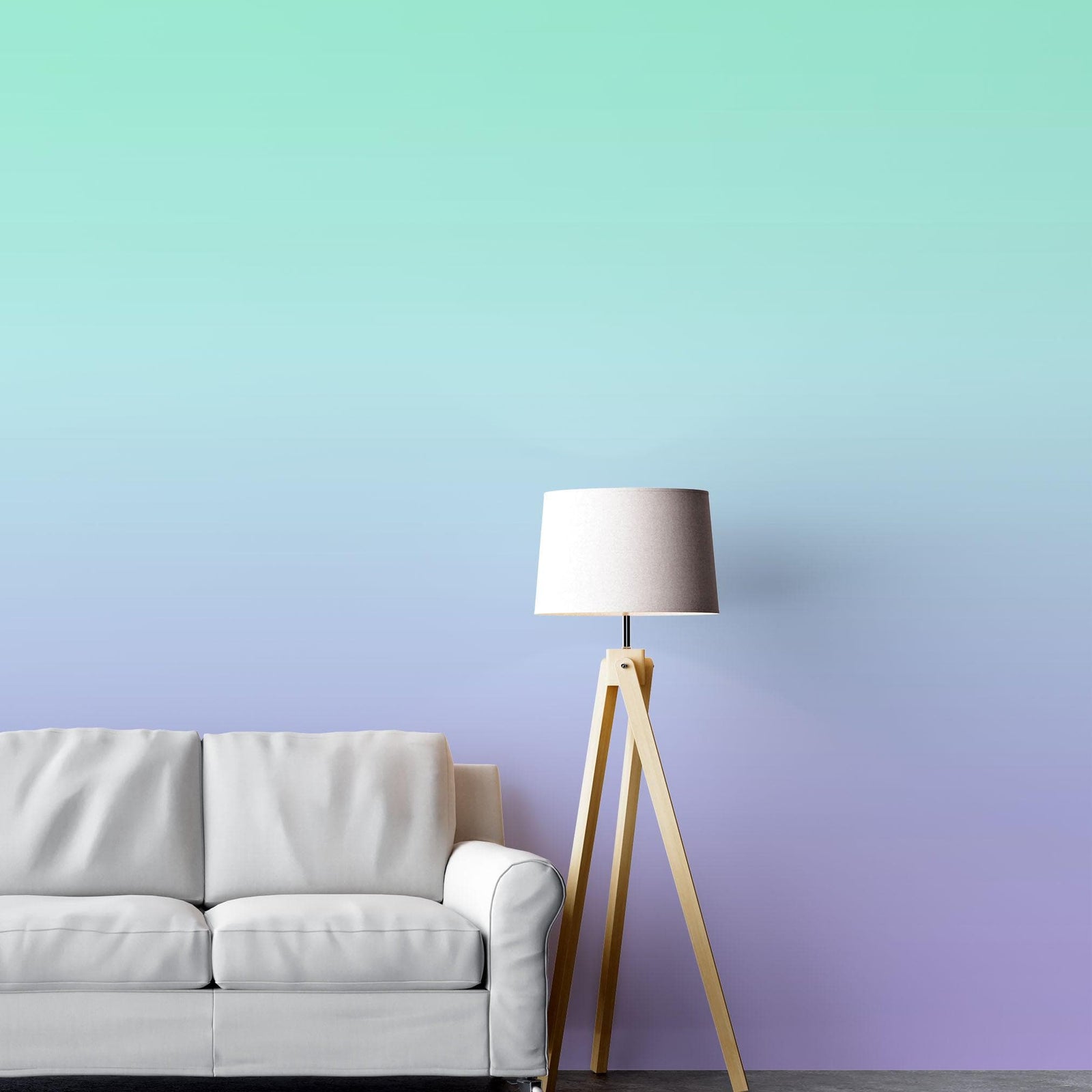 Mural de pared en colores pastel. Diseño de papel tapiz con combinación de colores degradados de turquesa a morado ciruela. N.º 6385