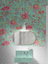 Mural de pared con estampado de flores en color menta. Papel tapiz autoadhesivo con motivos florales botánicos tropicales. N.º 6387
