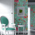 Mural de pared con estampado de flores en color menta. Papel tapiz autoadhesivo con motivos florales botánicos tropicales. N.º 6387
