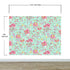 Mural de pared con estampado de flores en color menta. Papel tapiz autoadhesivo con motivos florales botánicos tropicales. N.º 6387