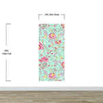Mural de pared con estampado de flores en color menta. Papel tapiz autoadhesivo con motivos florales botánicos tropicales. N.º 6387