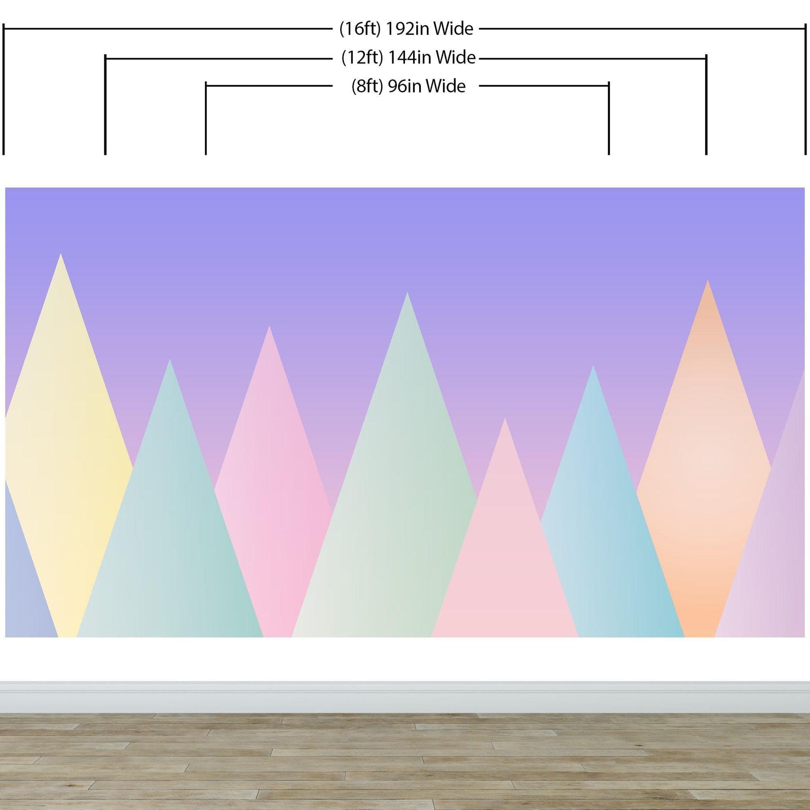 Mural de pared de montaña triangular geométrica. Papel pintado autoadhesivo en colores pastel. N.º 6388