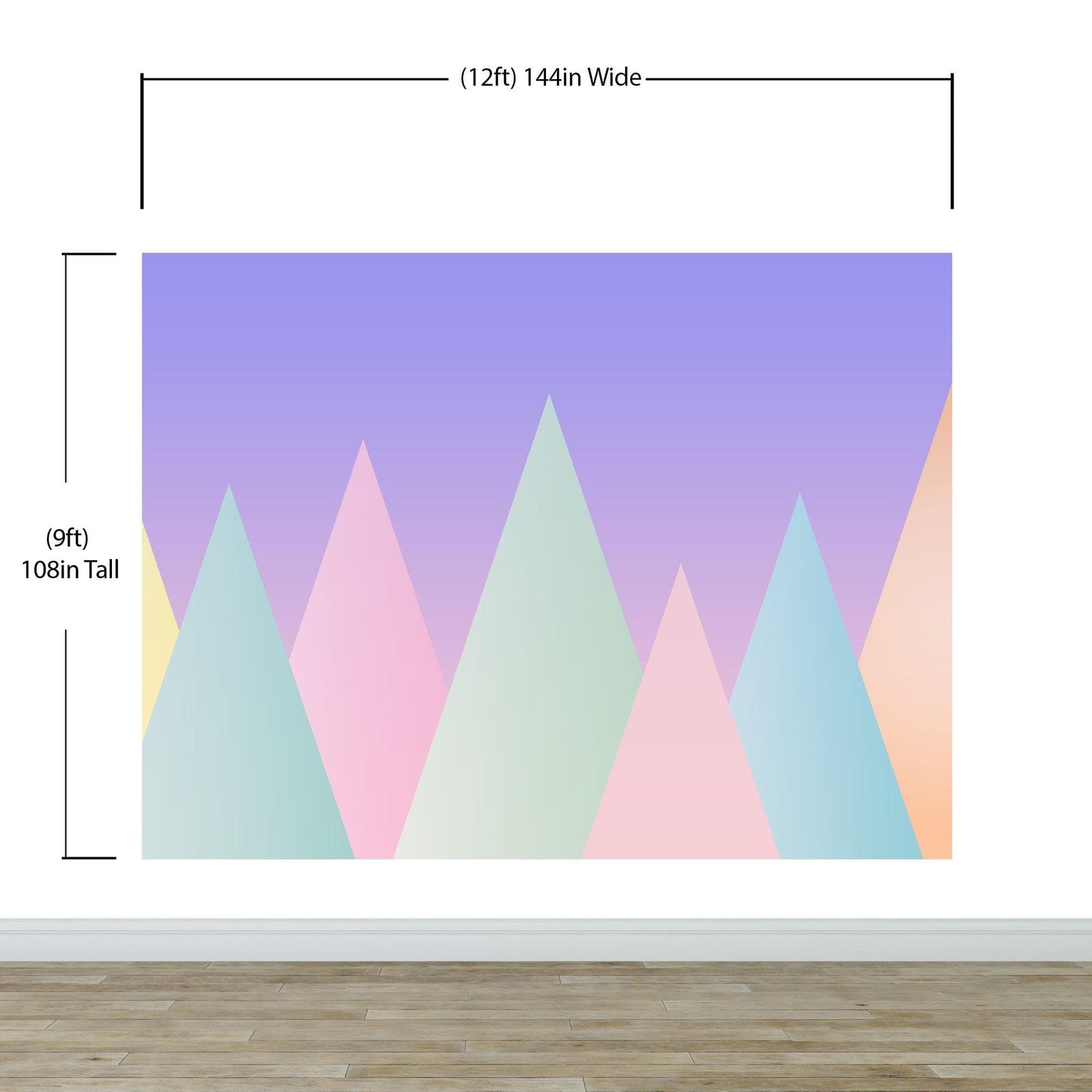 Mural de pared de montaña triangular geométrica. Papel pintado autoadhesivo en colores pastel. N.º 6388