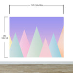 Mural de pared de montaña triangular geométrica. Papel pintado autoadhesivo en colores pastel. N.º 6388