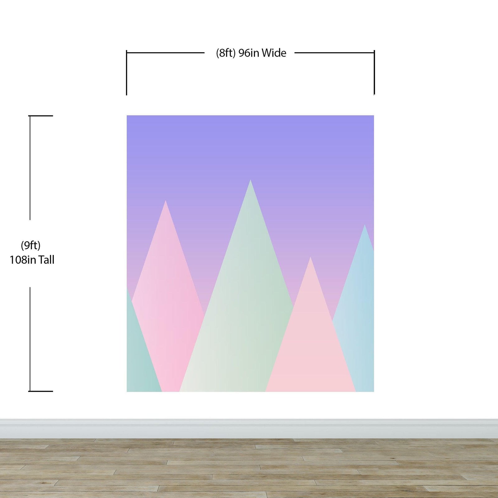 Mural de pared de montaña triangular geométrica. Papel pintado autoadhesivo en colores pastel. N.º 6388