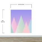 Mural de pared de montaña triangular geométrica. Papel pintado autoadhesivo en colores pastel. N.º 6388