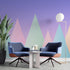 Mural de pared de montaña triangular geométrica. Papel pintado autoadhesivo en colores pastel. N.º 6388
