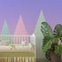 Mural de pared de montaña triangular geométrica. Papel pintado autoadhesivo en colores pastel. N.º 6388