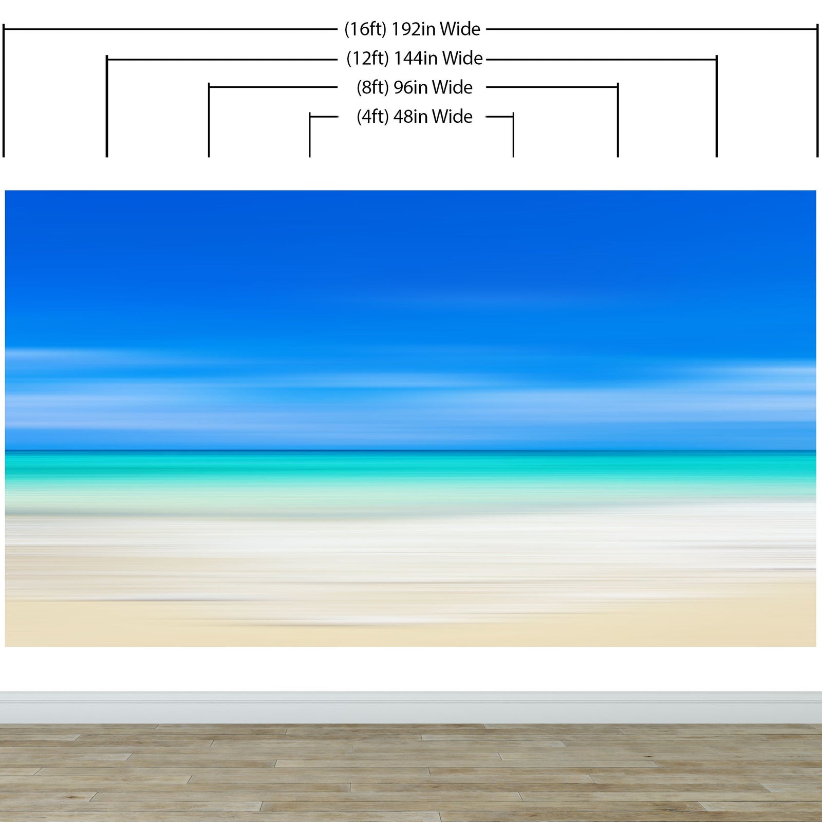 Mural de pared de playa tropical. Vista abstracta y borrosa de la costa. Papel tapiz autoadhesivo. #6389