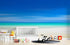 Mural de pared de playa tropical. Vista abstracta y borrosa de la costa. Papel tapiz autoadhesivo. #6389
