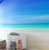 Mural de pared de playa tropical. Vista abstracta y borrosa de la costa. Papel tapiz autoadhesivo. #6389