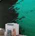 Mural de pared con salpicaduras de pintura. Papel tapiz autoadhesivo con pinceladas de color verde esmeralda. N.º 6391
