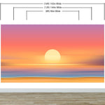 Mural de pared de puesta de sol naranja sobre la playa. Puesta de sol abstracta y borrosa sobre la costa. #6393