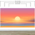 Mural de pared de puesta de sol naranja sobre la playa. Puesta de sol abstracta y borrosa sobre la costa. #6393