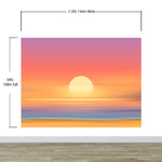 Mural de pared de puesta de sol naranja sobre la playa. Puesta de sol abstracta y borrosa sobre la costa. #6393