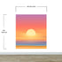 Mural de pared de puesta de sol naranja sobre la playa. Puesta de sol abstracta y borrosa sobre la costa. #6393