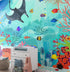 Mural de pared con la vida marina submarina del acuario. #6397