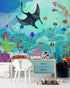 Mural de pared con la vida marina submarina del acuario. #6397