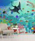 Mural de pared con la vida marina submarina del acuario. #6397