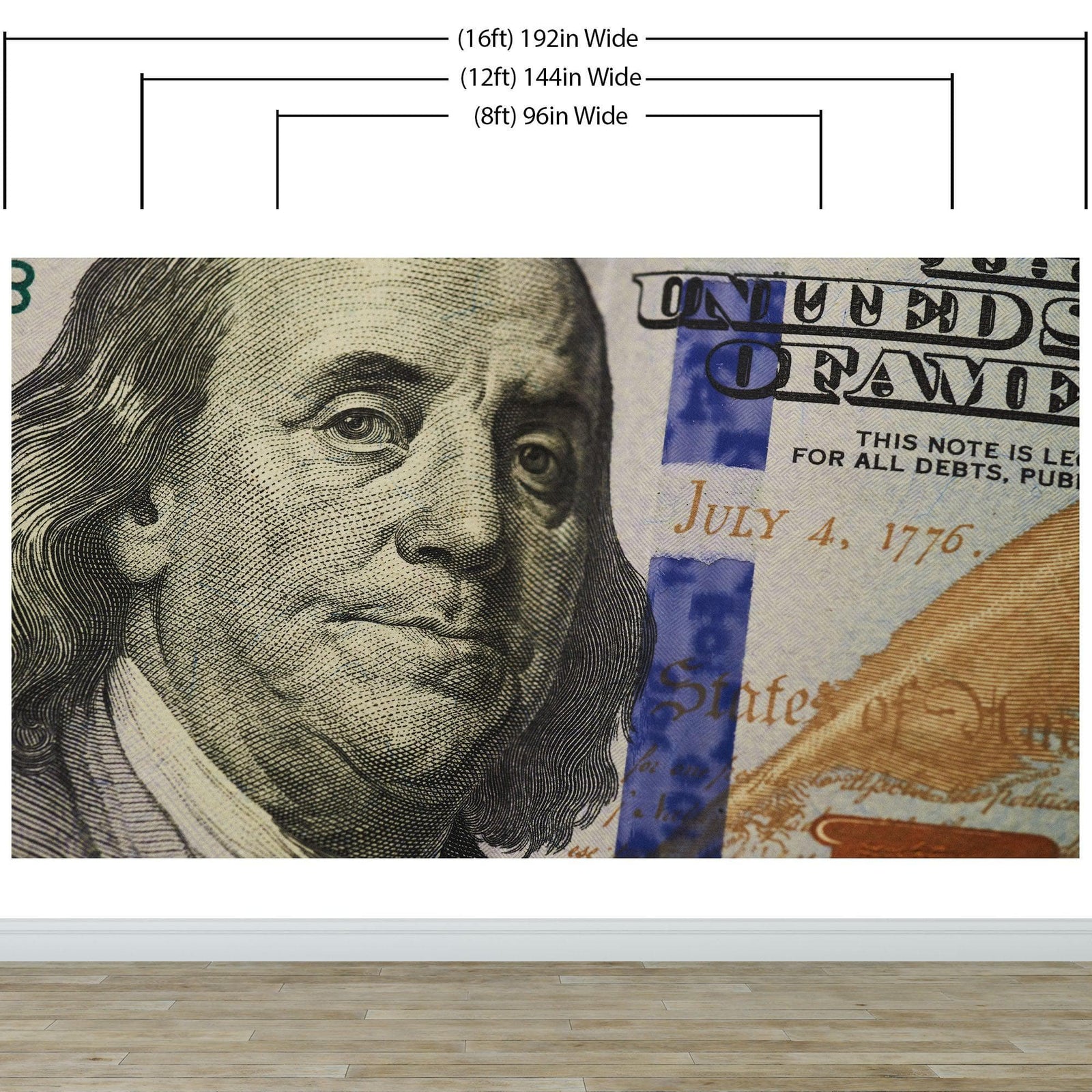 Fondo de pantalla de dinero. Mural de pared con el billete de 100 dólares de Benjamin Franklin. #6399