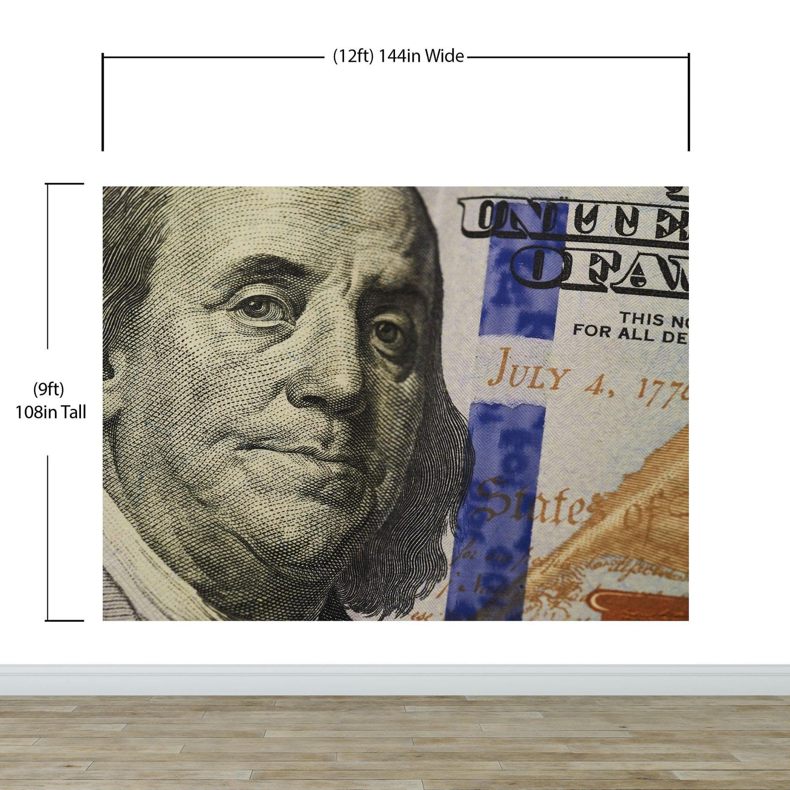 Fondo de pantalla de dinero. Mural de pared con el billete de 100 dólares de Benjamin Franklin. #6399