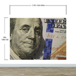 Fondo de pantalla de dinero. Mural de pared con el billete de 100 dólares de Benjamin Franklin. #6399