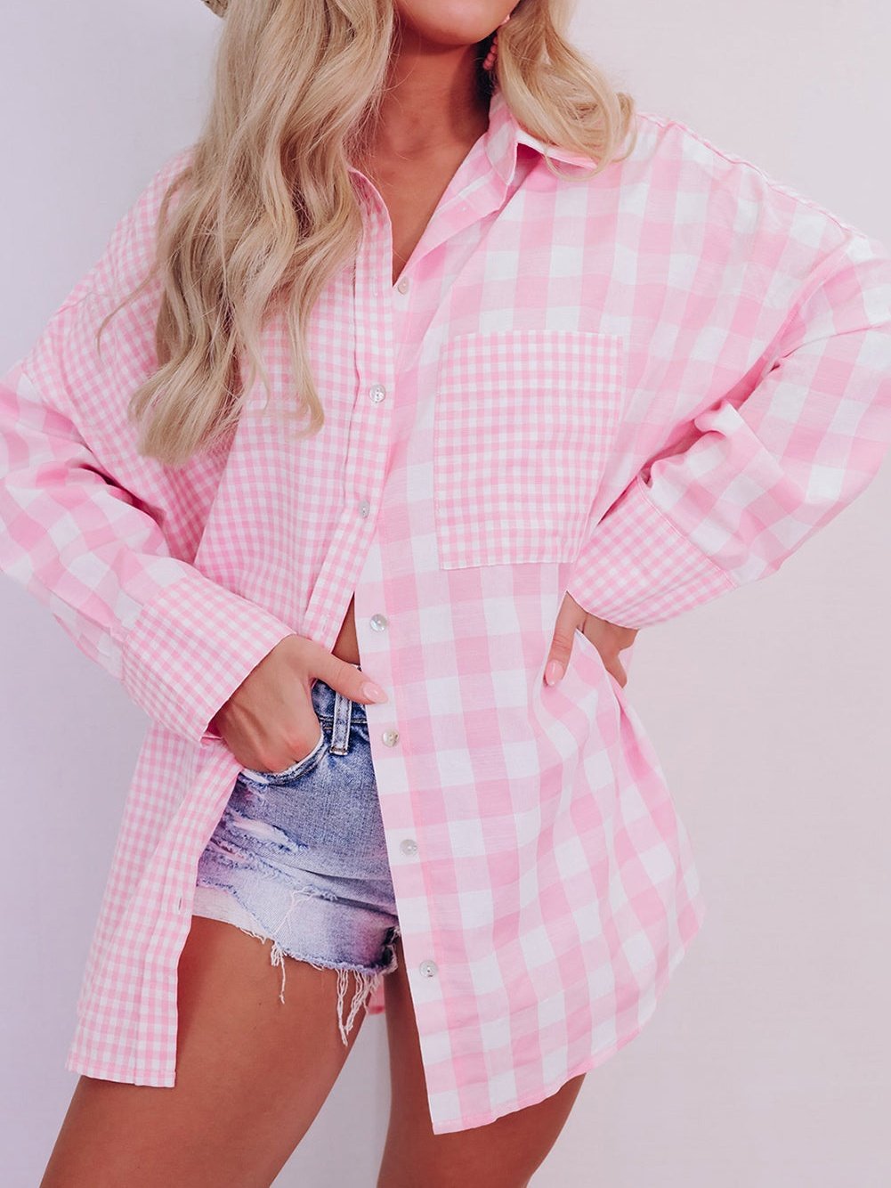 Versatile Pink Plaid Shirt