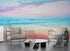 Mural de pared con puesta de sol en colores pastel sobre el horizonte del océano. Papel tapiz autoadhesivo con temática de playa. N.º 6400