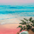 Mural de pared con puesta de sol en colores pastel sobre el horizonte del océano. Papel tapiz autoadhesivo con temática de playa. N.º 6400