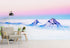 Mural de pared con vista a la montaña en colores pastel sobre las nubes. Papel tapiz autoadhesivo o mural de pared extraíble. N.º 6402