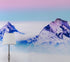 Mural de pared con vista a la montaña en colores pastel sobre las nubes. Papel tapiz autoadhesivo o mural de pared extraíble. N.º 6402