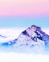 Mural de pared con vista a la montaña en colores pastel sobre las nubes. Papel tapiz autoadhesivo o mural de pared extraíble. N.º 6402