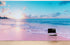 Mural de pared con puesta de sol en Paradise Beach en colores pastel. Papel tapiz autoadhesivo con combinación de colores rosa y azul pastel. N.º 6404