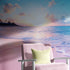 Mural de pared con puesta de sol en Paradise Beach en colores pastel. Papel tapiz autoadhesivo con combinación de colores rosa y azul pastel. N.º 6404