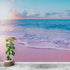 Mural de pared con puesta de sol en Paradise Beach en colores pastel. Papel tapiz autoadhesivo con combinación de colores rosa y azul pastel. N.º 6404