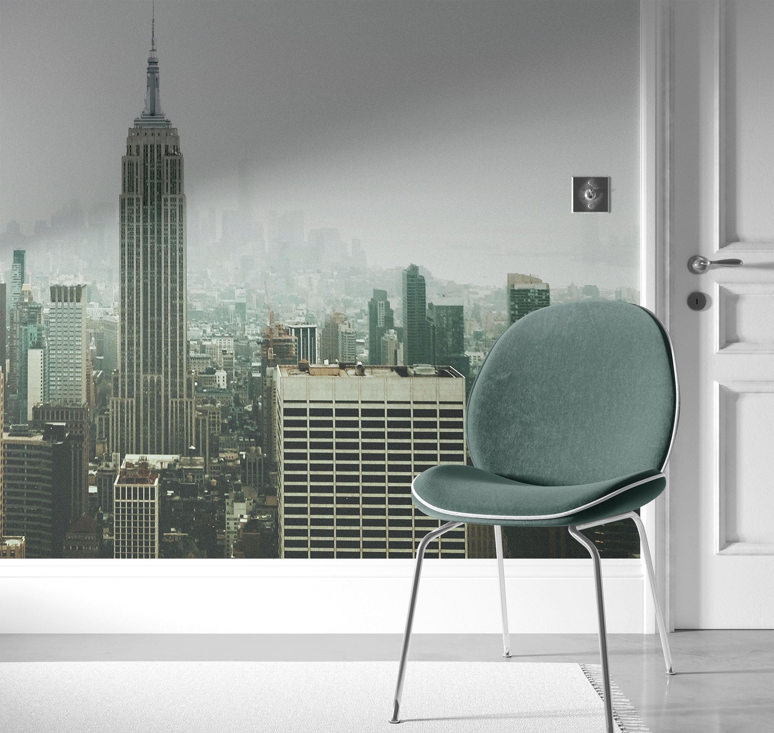 Mural de pared del Empire State Building de Nueva York. Papel tapiz autoadhesivo de los rascacielos de la ciudad de Nueva York. #6407