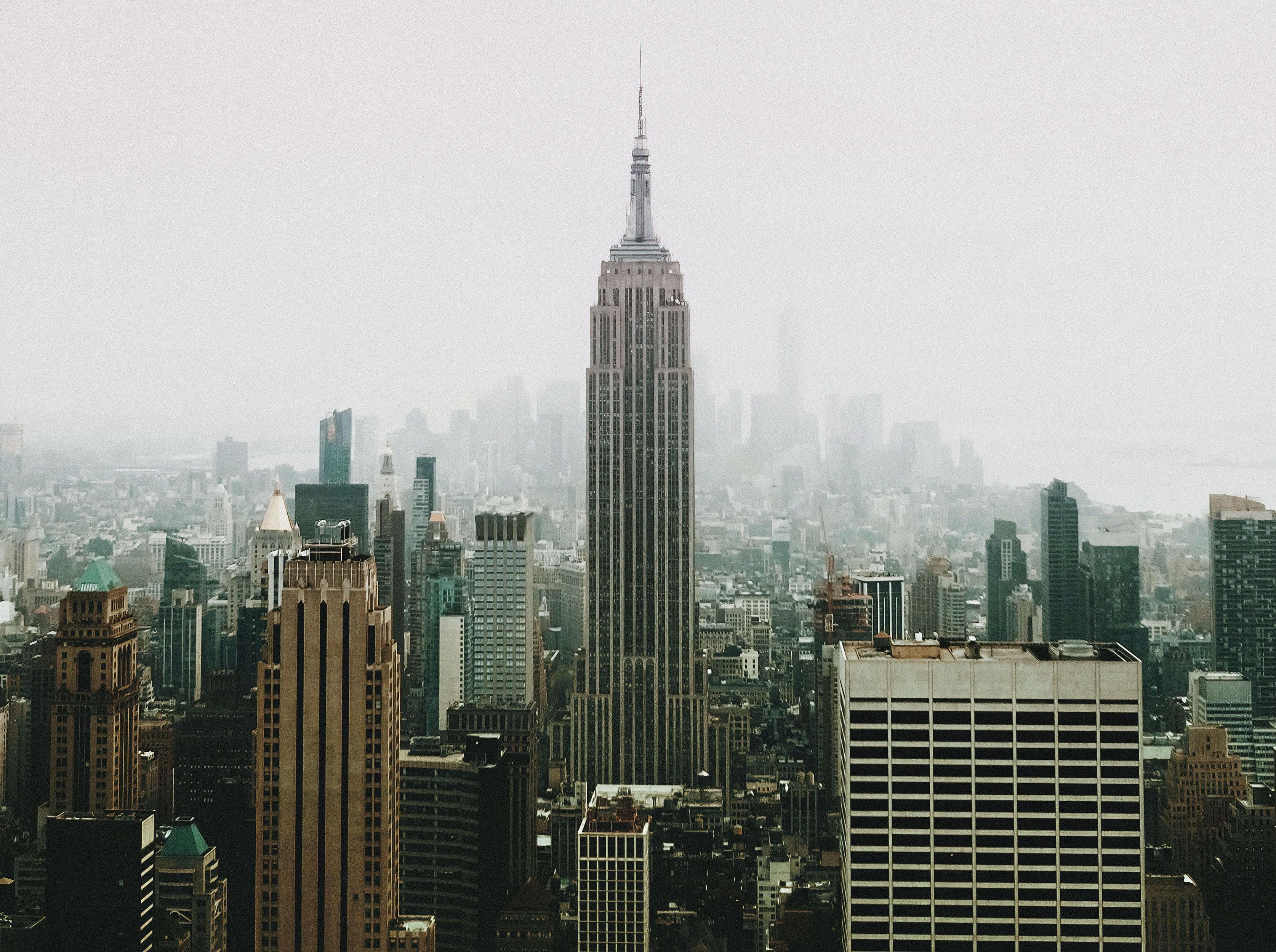 Mural de pared del Empire State Building de Nueva York. Papel tapiz autoadhesivo de los rascacielos de la ciudad de Nueva York. #6407